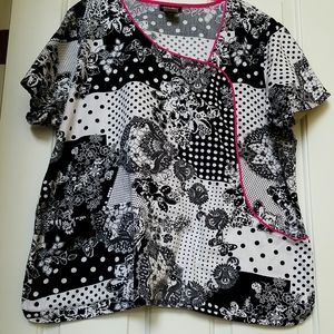 Cherokee white and black scrub top